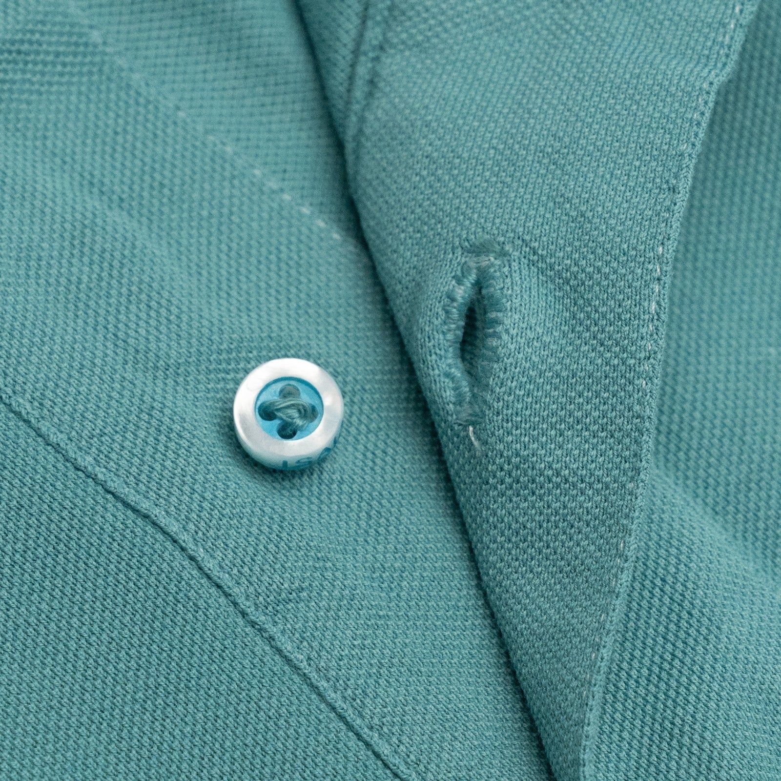 575$ ISAIA NAPOLI Garment Dyed Cotton Piquet Short Sleeve Polo Aquamarine Green