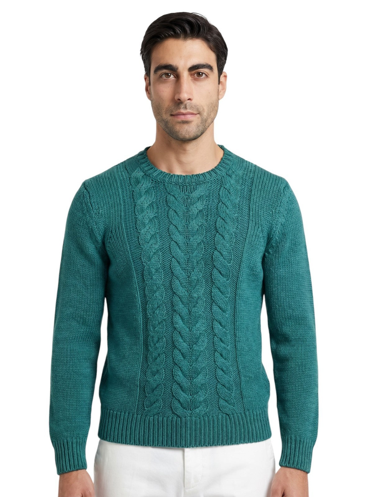 1750$ ISAIA NAPOLI Petroleum Green Sweater Woven Knit Soft Cotton Silk M