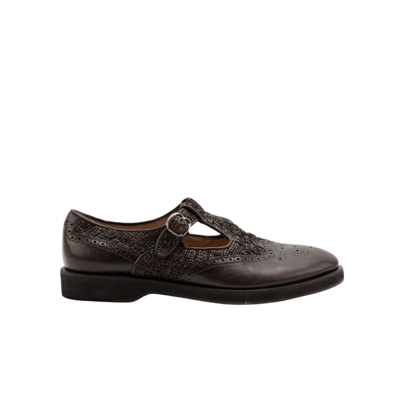 1320$ GIORGIO ARMANI T-Strap Shoes Monk Brogues Brown Leather 9 UK 10 US 43 IT