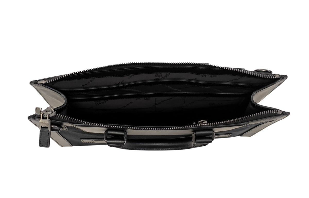 1480$ PINEIDER FIRENZE 1774 Black Nylon & Calf Slim Briefcase Bag Document Case