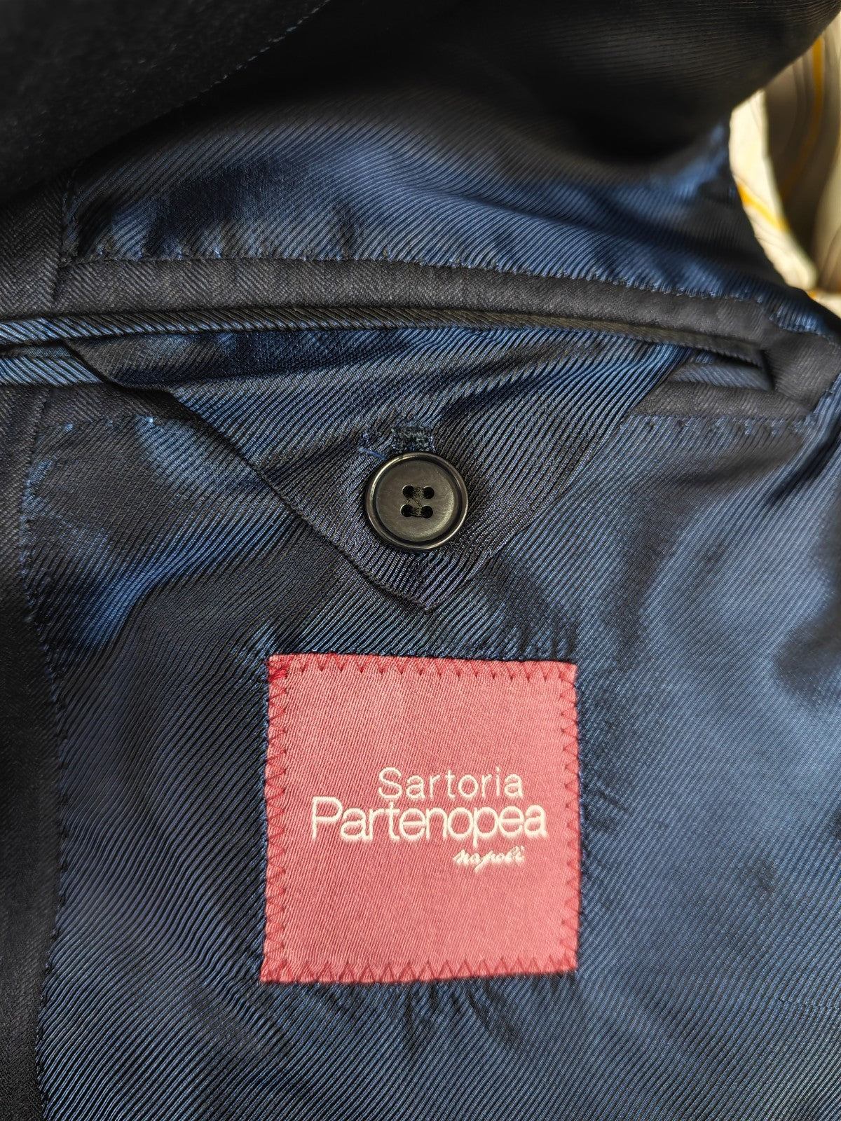 $2500 SARTORIA PARTENOPEA NAPOLI Herringbone Blue Suit Wool 110's 44 US / 54 EU