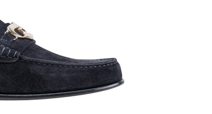 1200$ TESTONI "Bracciano" Unlined Loafer Suede Calf Navy 8 UK / 9 US / 42 IT