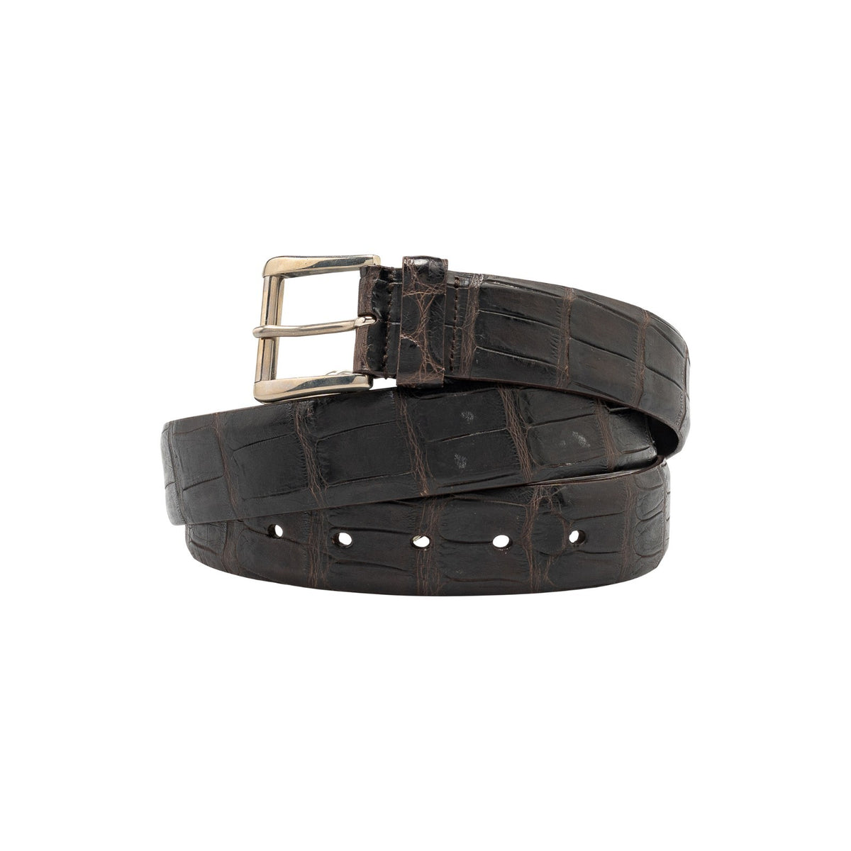 $1250 RUBINACCI NAPOLI Brown Handmade Belt 100% Real Alligator