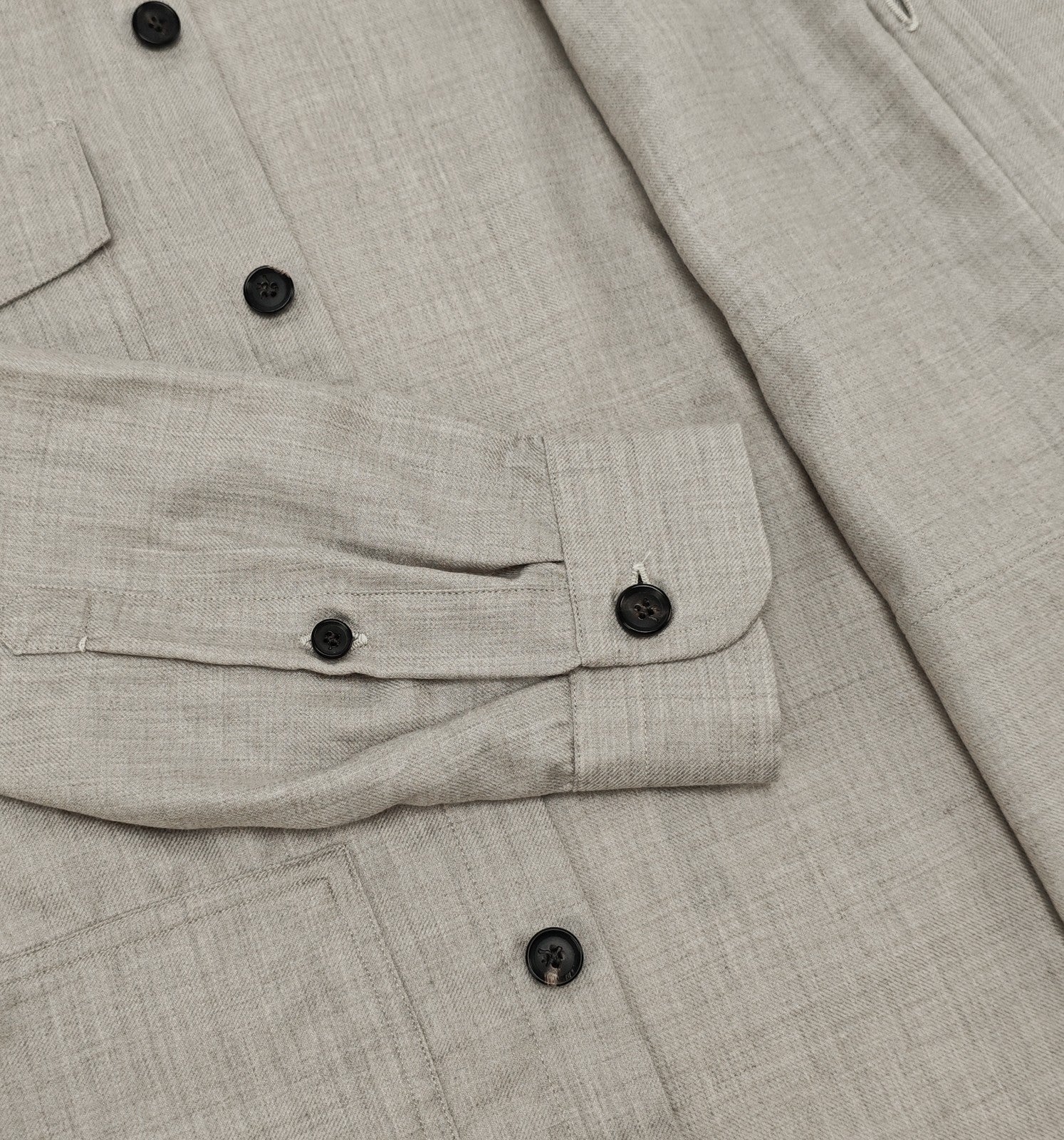$2850 ISAIA NAPOLI Light Beige Hand-Sewn Overshirt Jacket Cashmere Silk Size M