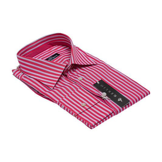 690$ LUXURY GERLIN Shirt Striped Dark Pink ALUMO Cotton 16 - 41 2C ZILLI