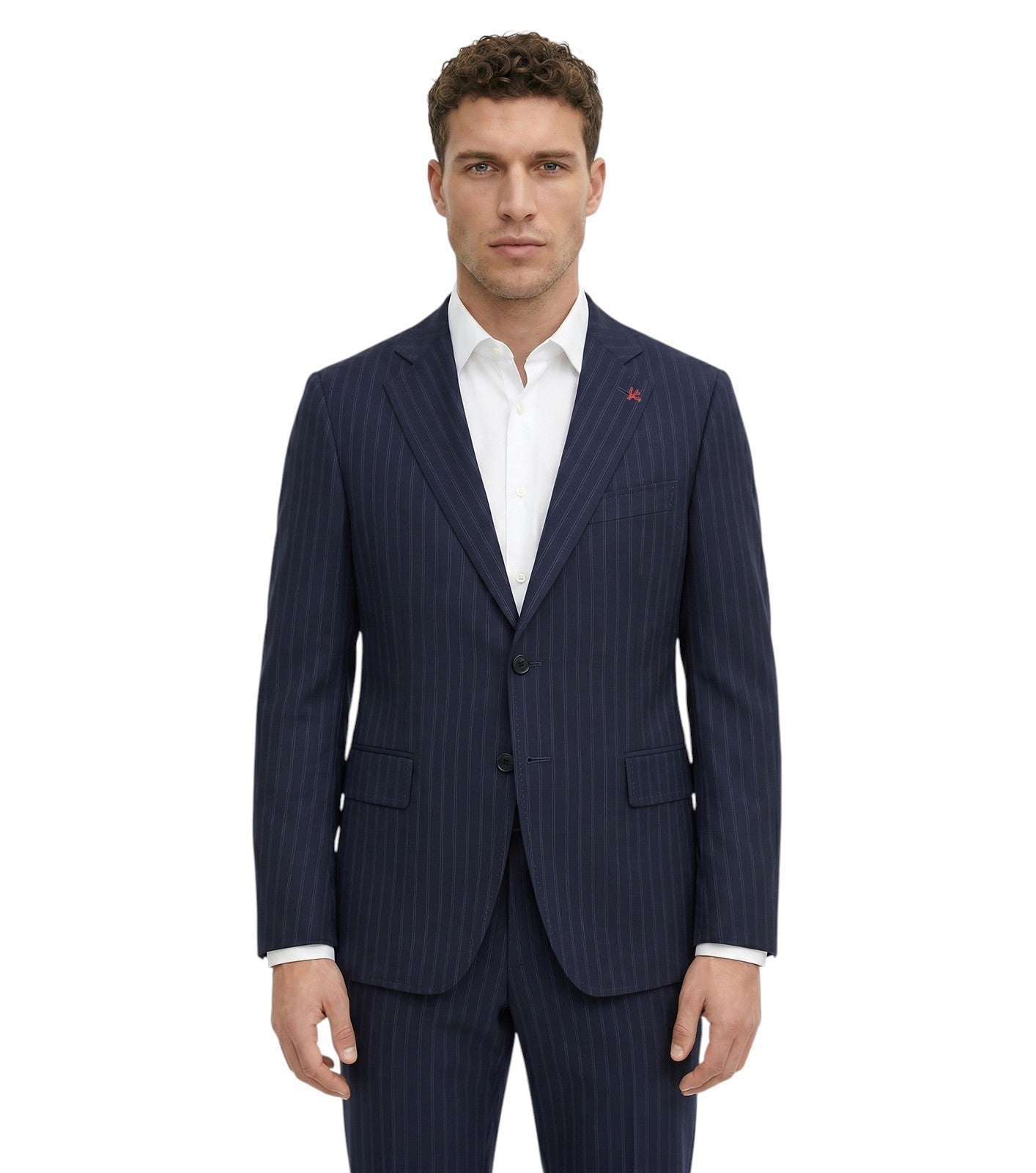 $6600 ISAIA "Capri" Slim-Fit Blue Navy Striped Suit Fine Wool 38 US / 48 EU 8R
