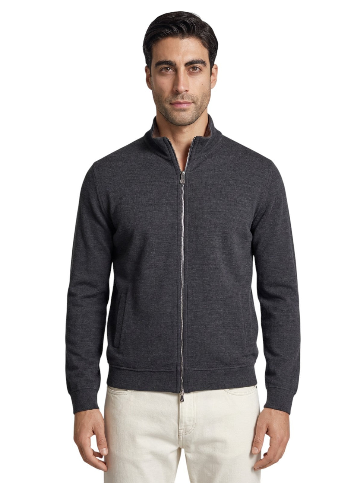 $2550 ISAIA NAPOLI Gray Full Zip Track Jacket Soft Cashmere Size M