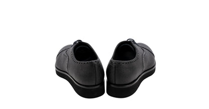 1120$ GIORGIO ARMANI Derby Shoes Brogue Black Grained Leather 5 UK  6 US  39 IT