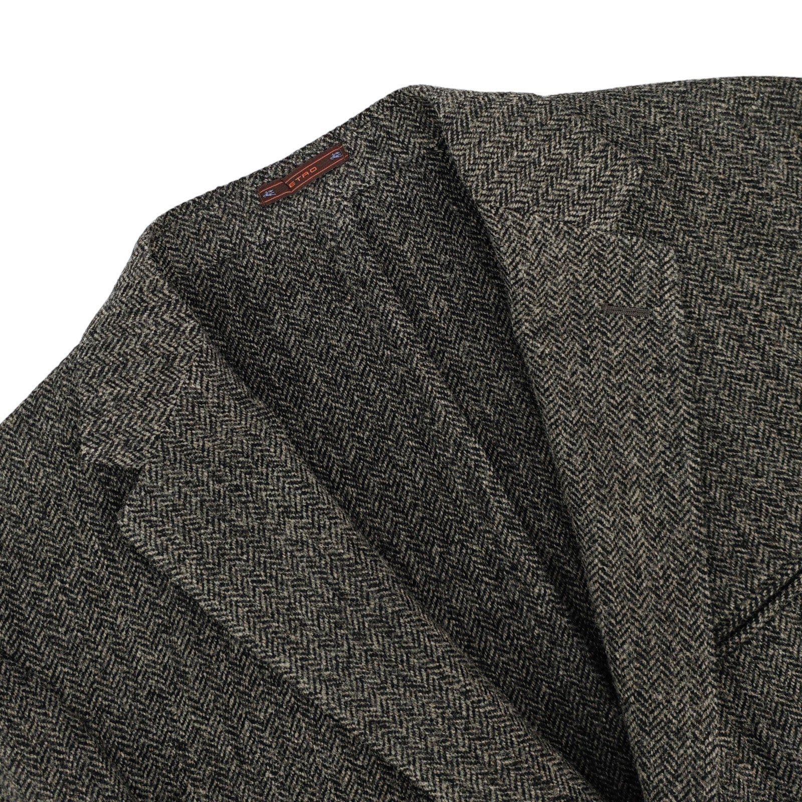 1700$ ETRO MILANO Gray Herringbone Wool Blazer Made in Italy 44 US / 54 IT