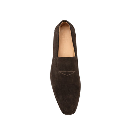 1050$ MARIANO RUBINACCI NAPOLI Slippers Loafers Shoes Dark Brown Suede