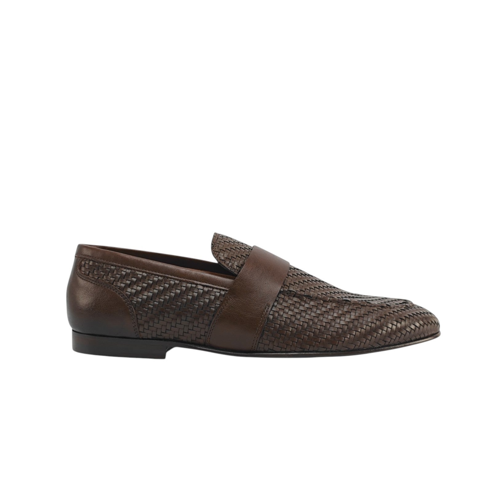 1250$ TESTONI Brown Loafer Shoes Woven Calf 8 UK / 9 US / 42 IT