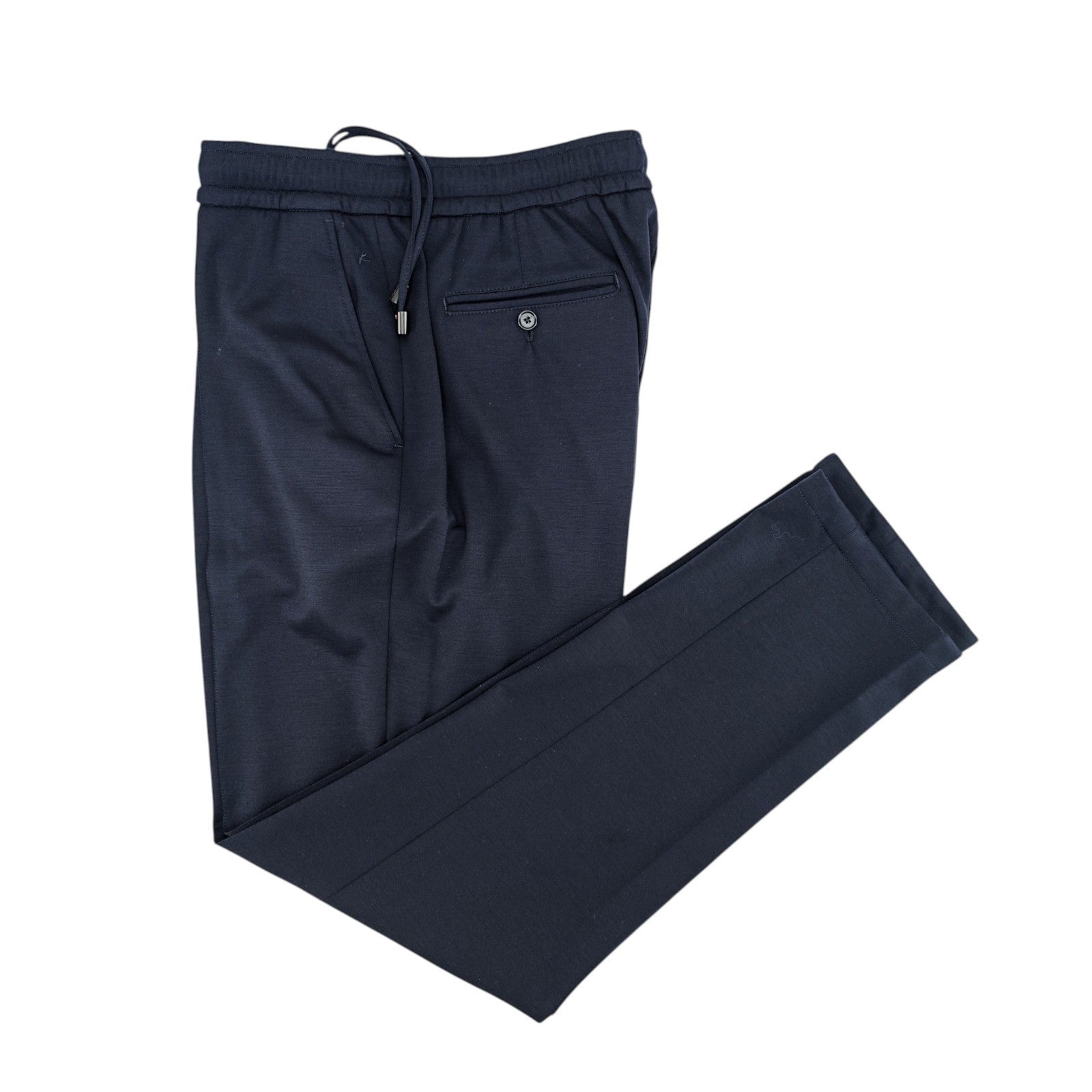 1650$ ISAIA Blue Tapered Dress Drawstring Pant Wool Comfort 40 US / 56 EU  6R