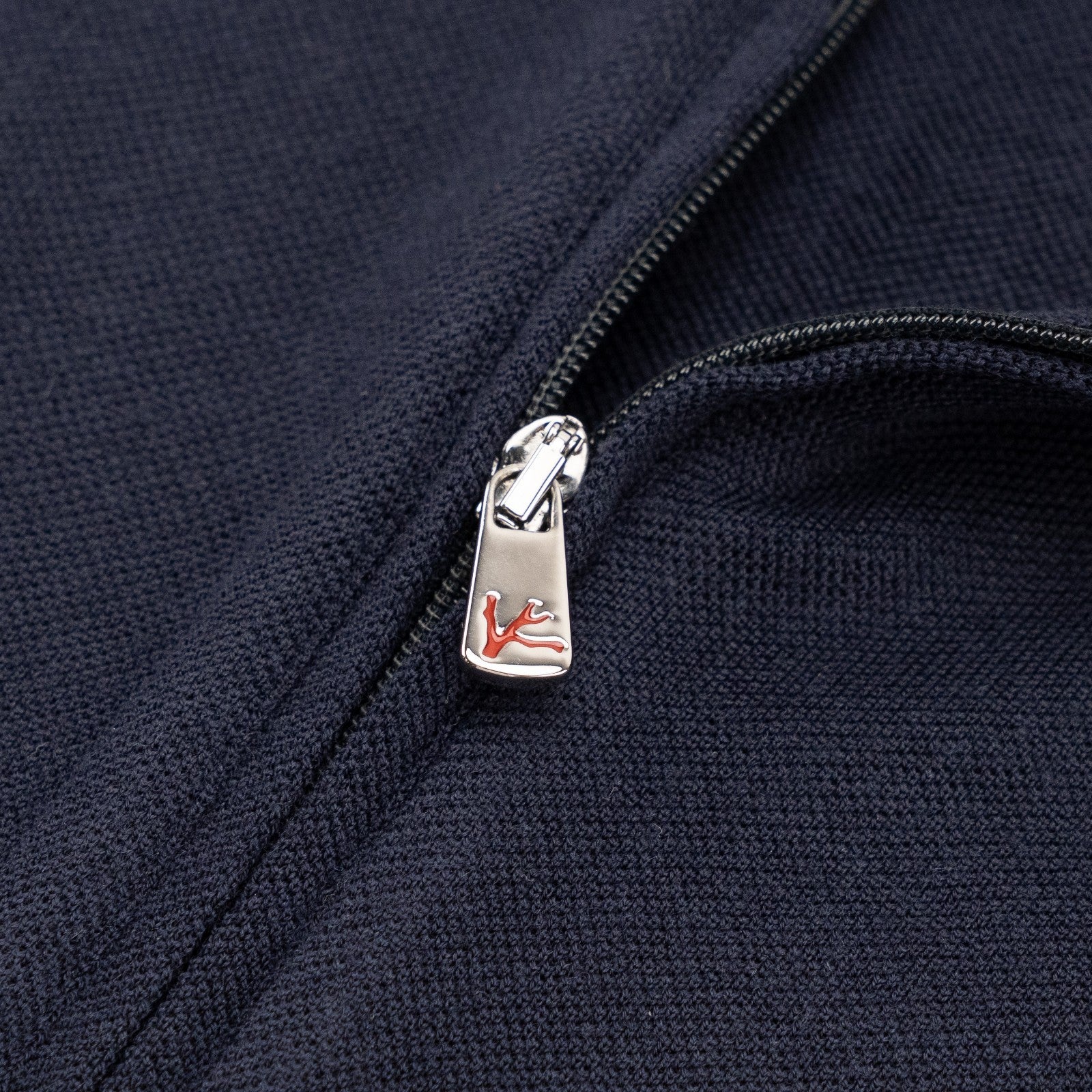 1100$ ISAIA NAPOLI Blue Navy Handmade Polo Zip Short Sleeve Knit Wool