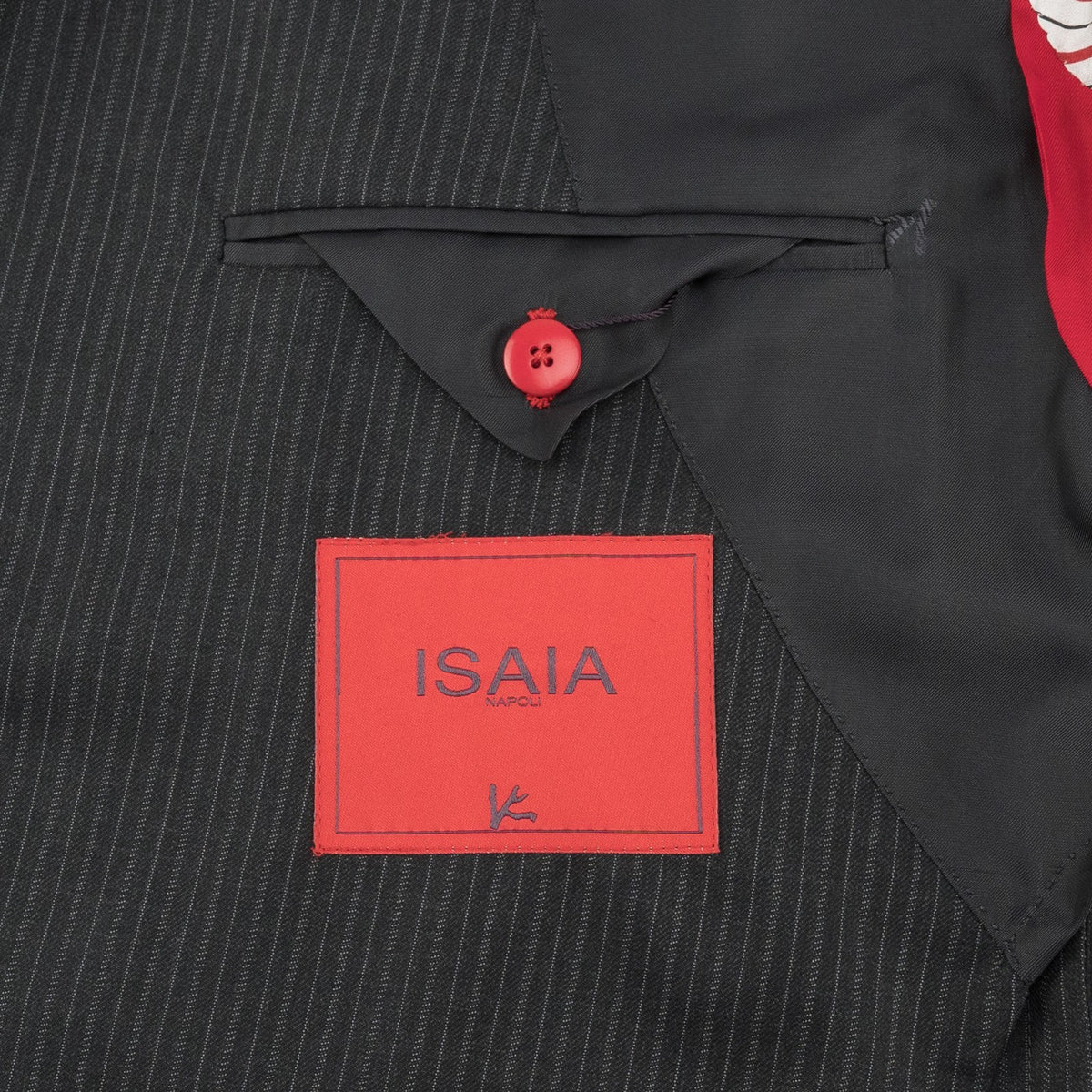 $6600 ISAIA "Capri" Charcoal Suit Fine Wool 4 Season Striped 46 US / 56 EU 8R