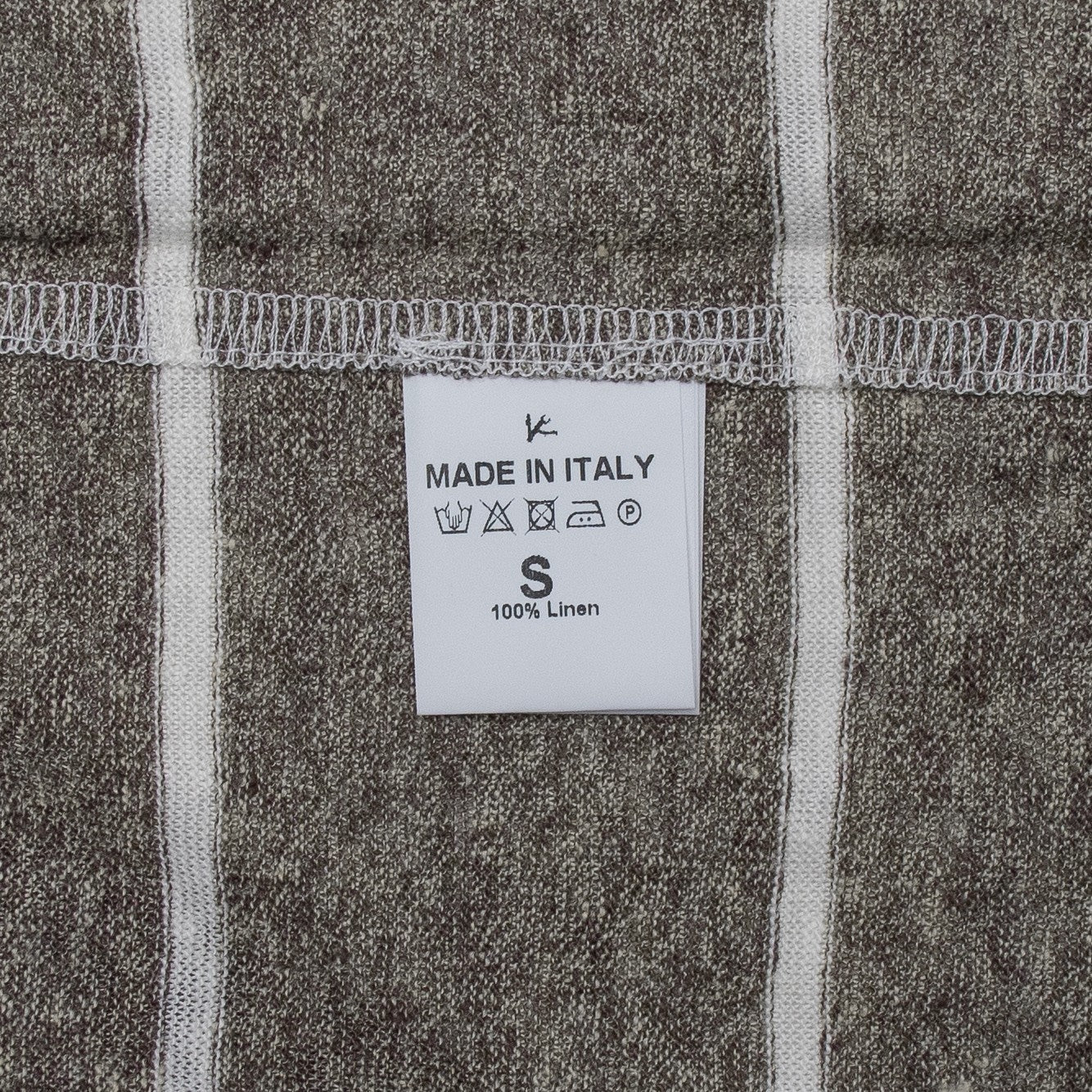 850$ ISAIA NAPOLI Beige Striped Polo 100% Linen Jersey Size S - Made in Italy