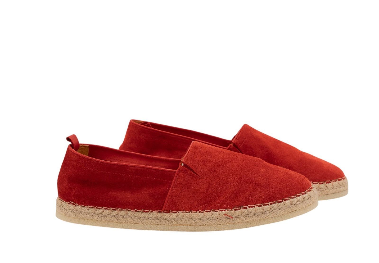 $750 TESTONI "Capri" Espadrillas Shoes Unlined Suede Cherry - Made in Italy