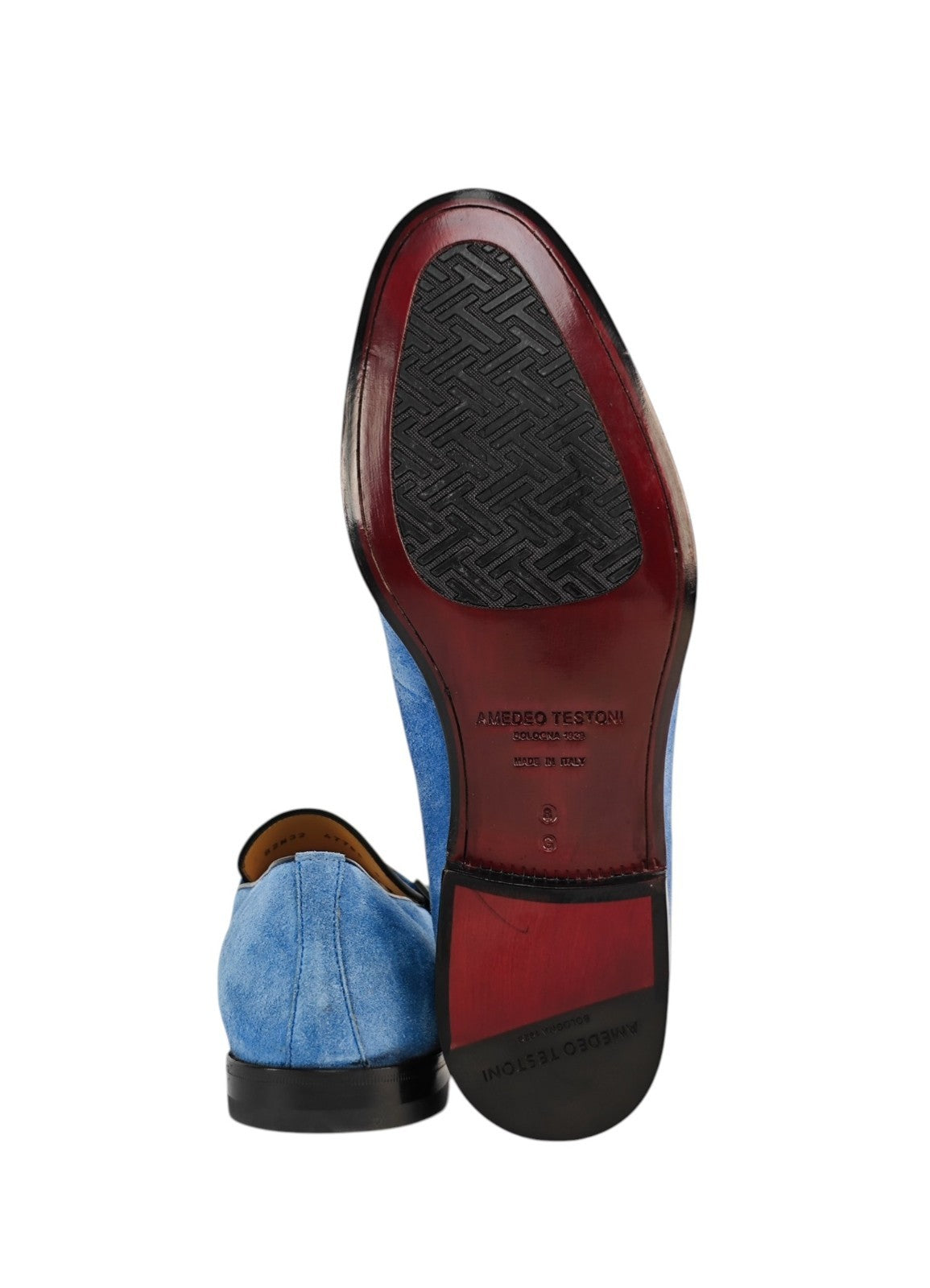 1250$ TESTONI "Portonovo" Blue Loafer Monk Shoes Suede 8 UK / 9 US / 42 IT