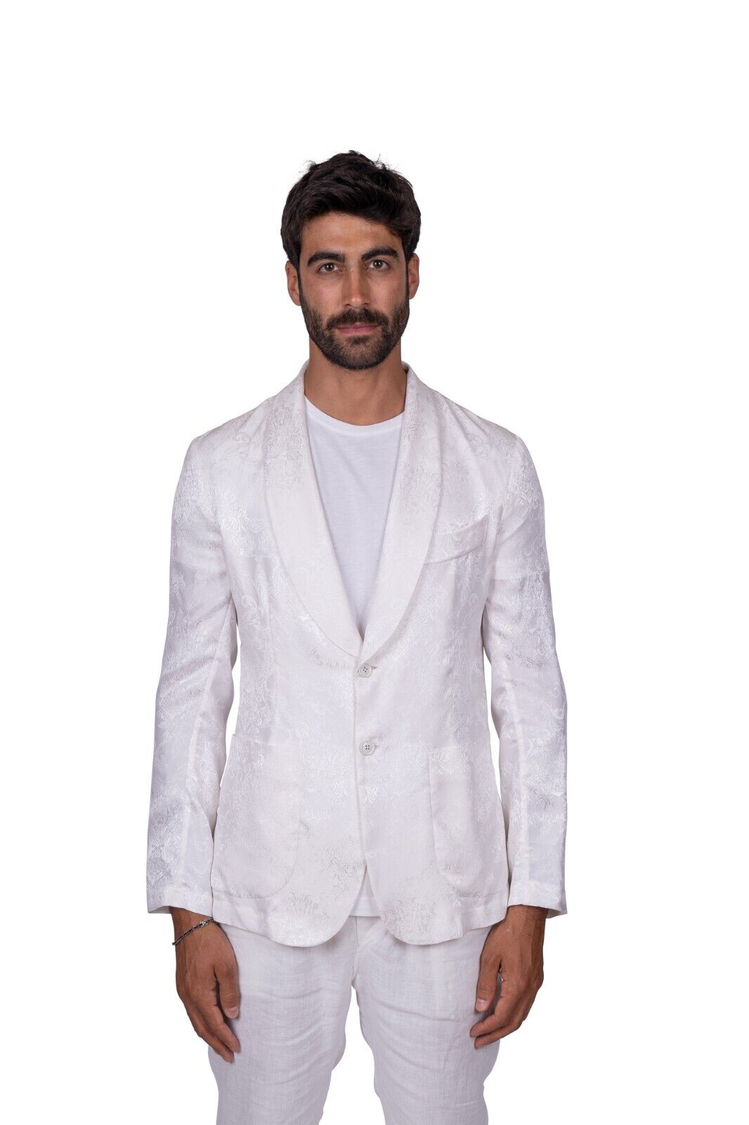 2250$ RARE !! Luxury GERLIN Jacket Floral White 100% Silk Size M  BIJAN