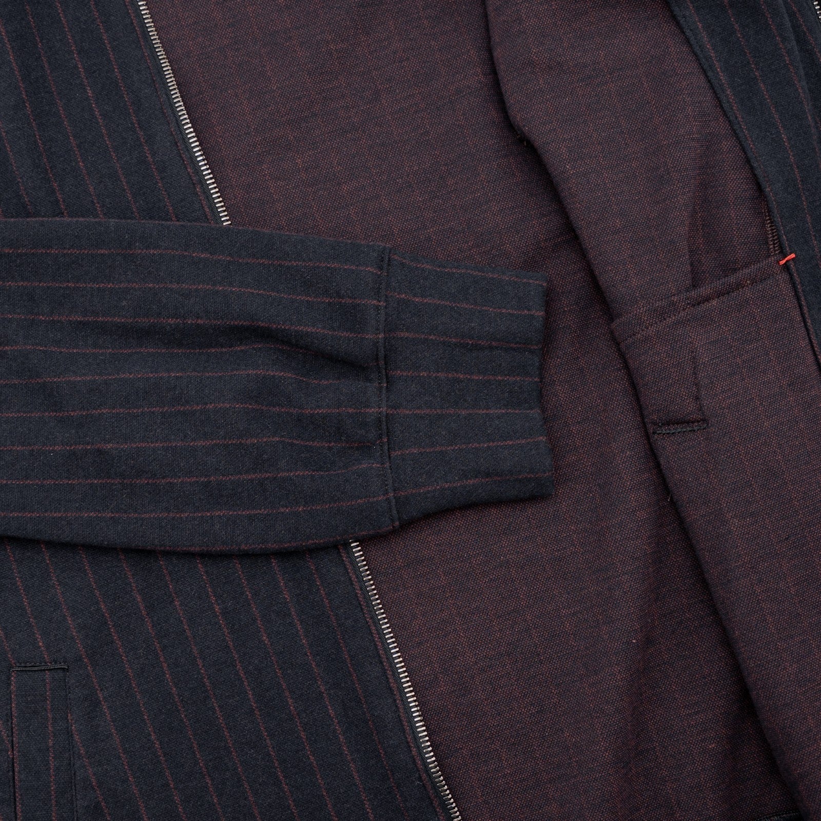 $3600 ISAIA Blue Zip Tracksuit Jogging Jersey Cotton Cashmere Silk Size L
