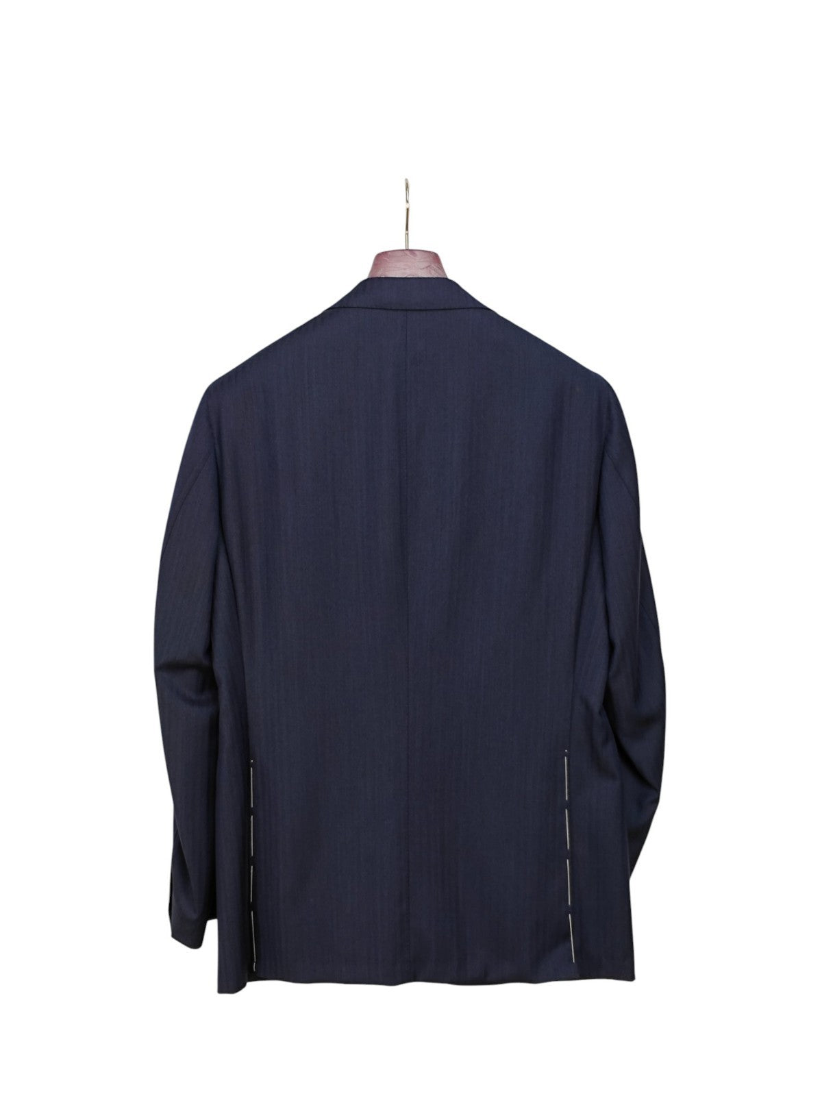 $2500 SARTORIA PARTENOPEA NAPOLI Herringbone Blue Suit Wool 110's 44 US / 54 EU