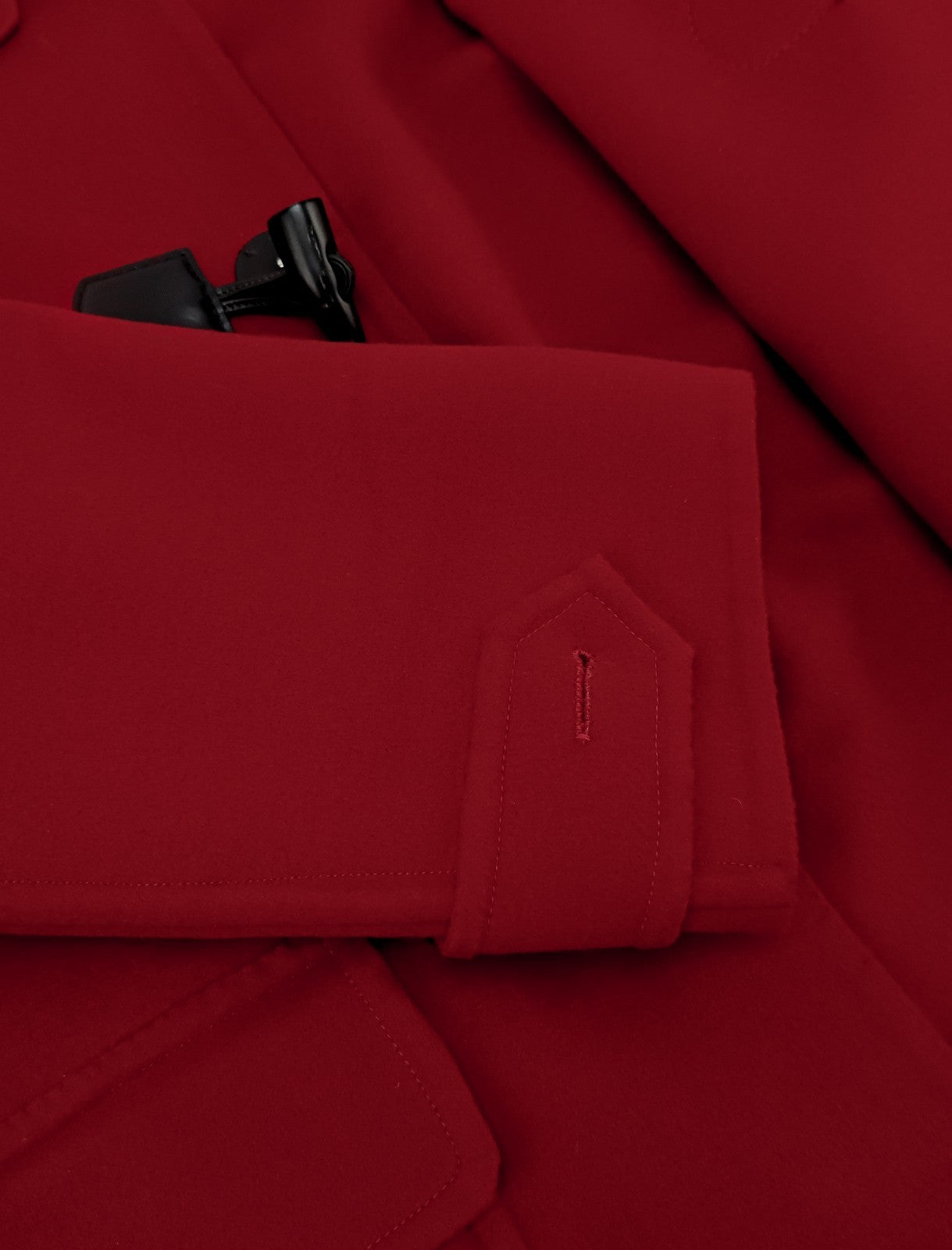 6750$ ISAIA NAPOLI Red Hooded Montgomery Overcoat Wool Size M