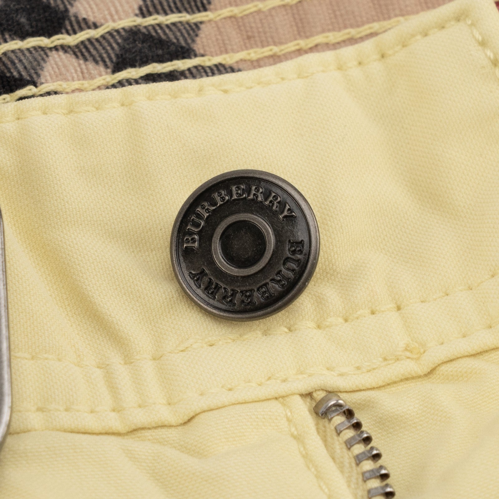 800$ BURBERRY Light Yellow Pant 5 Pocket Belt Chino Cotton Pant Slim Straight
