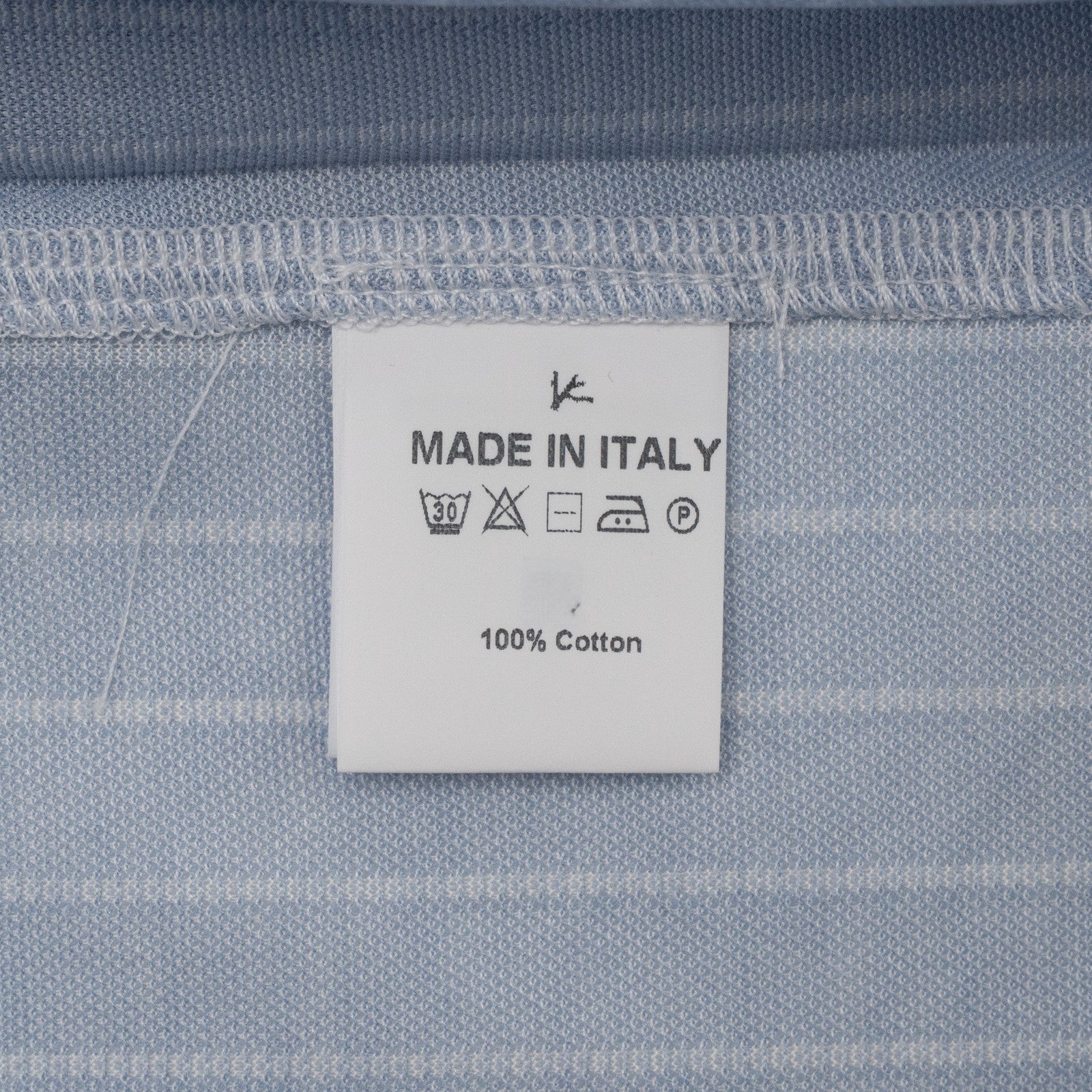 595$ ISAIA NAPOLI Jersey Cotton Stretch Short Sleeve Polo Light Blue Striped