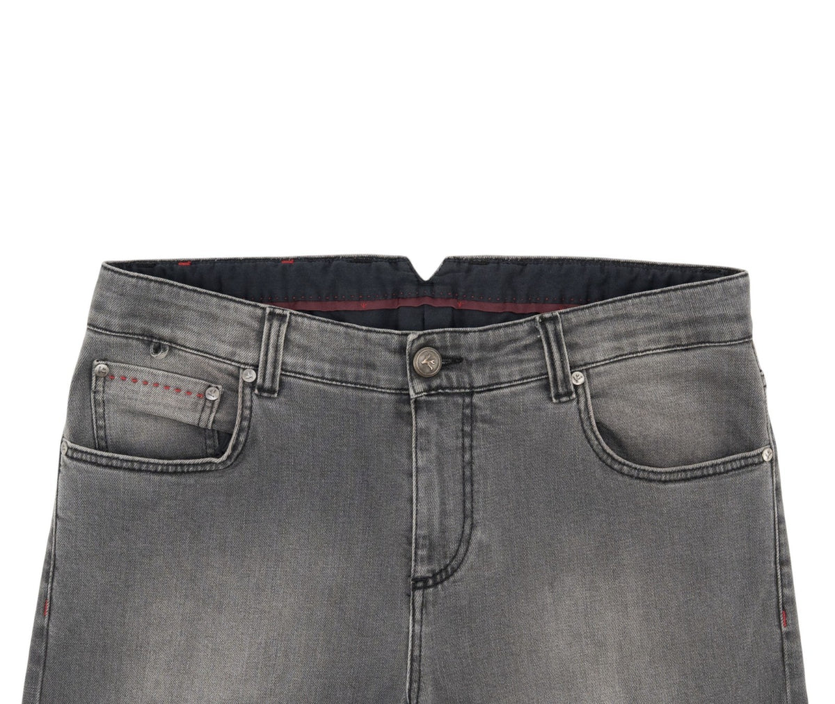 715$ ISAIA NAPOLI Gray Denim Jeans 5 Pockets Cotton Slim Fit 34 US / 50 IT