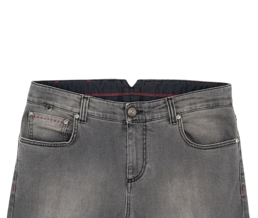 715$ ISAIA NAPOLI Gray Denim Jeans 5 Pockets Cotton Slim Fit 34 US / 50 IT
