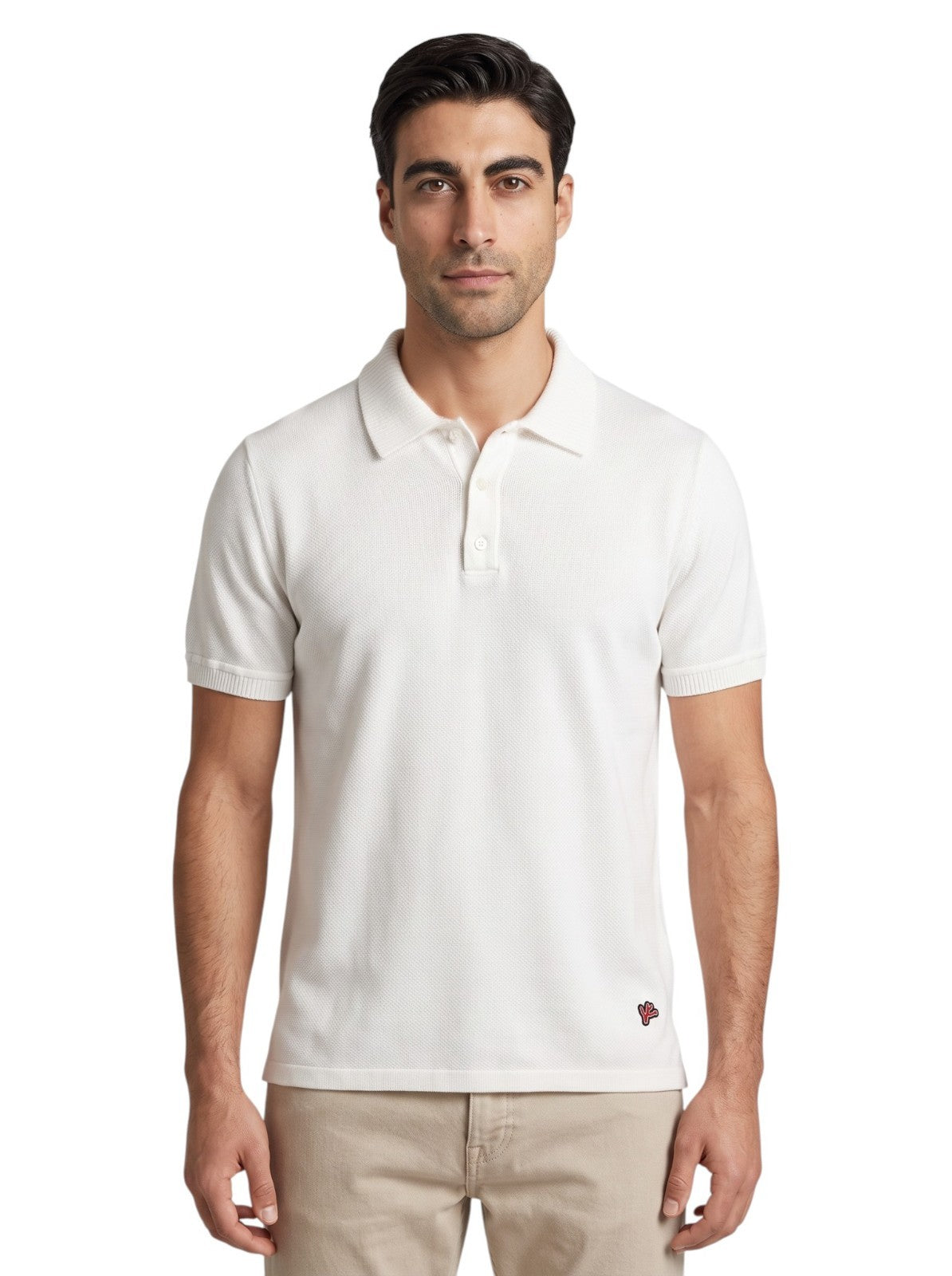 675$ ISAIA NAPOLI White Polo Short Sleeve Piquet Cotton Size M
