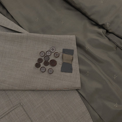 $7255 ISAIA NAPOLI "Sanita" Taupe Suit Extralight Fine Wool 50 US / 60 EU 8R