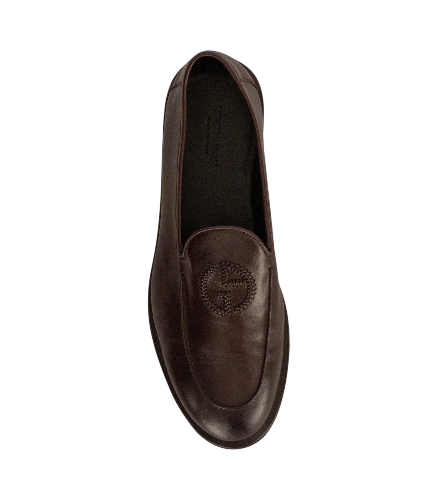 900$ GIORGIO ARMANI Shoes Sneakers Logo Espresso Leather 10.5 UK 11.5 US 44.5 IT