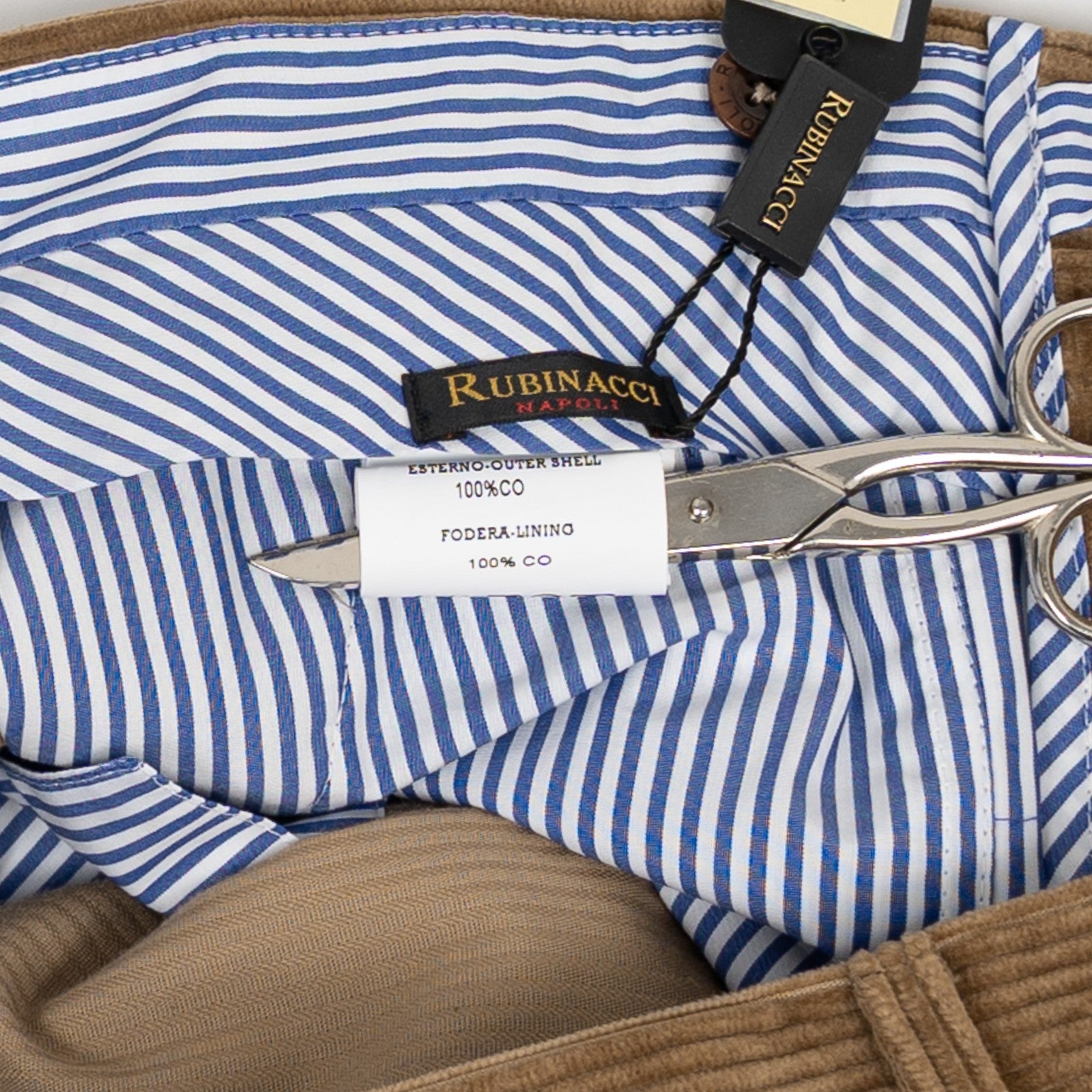 625$ RUBINACCI NAPOLI "Luca" Camel Cotton Corduroy Trouser Pant Made in Napoli