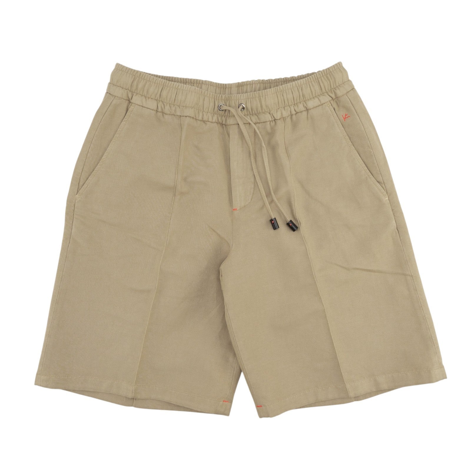 900$ ISAIA NAPOLI Beige Short Drawstring Pant Cotton - Linen Relaxed Fit