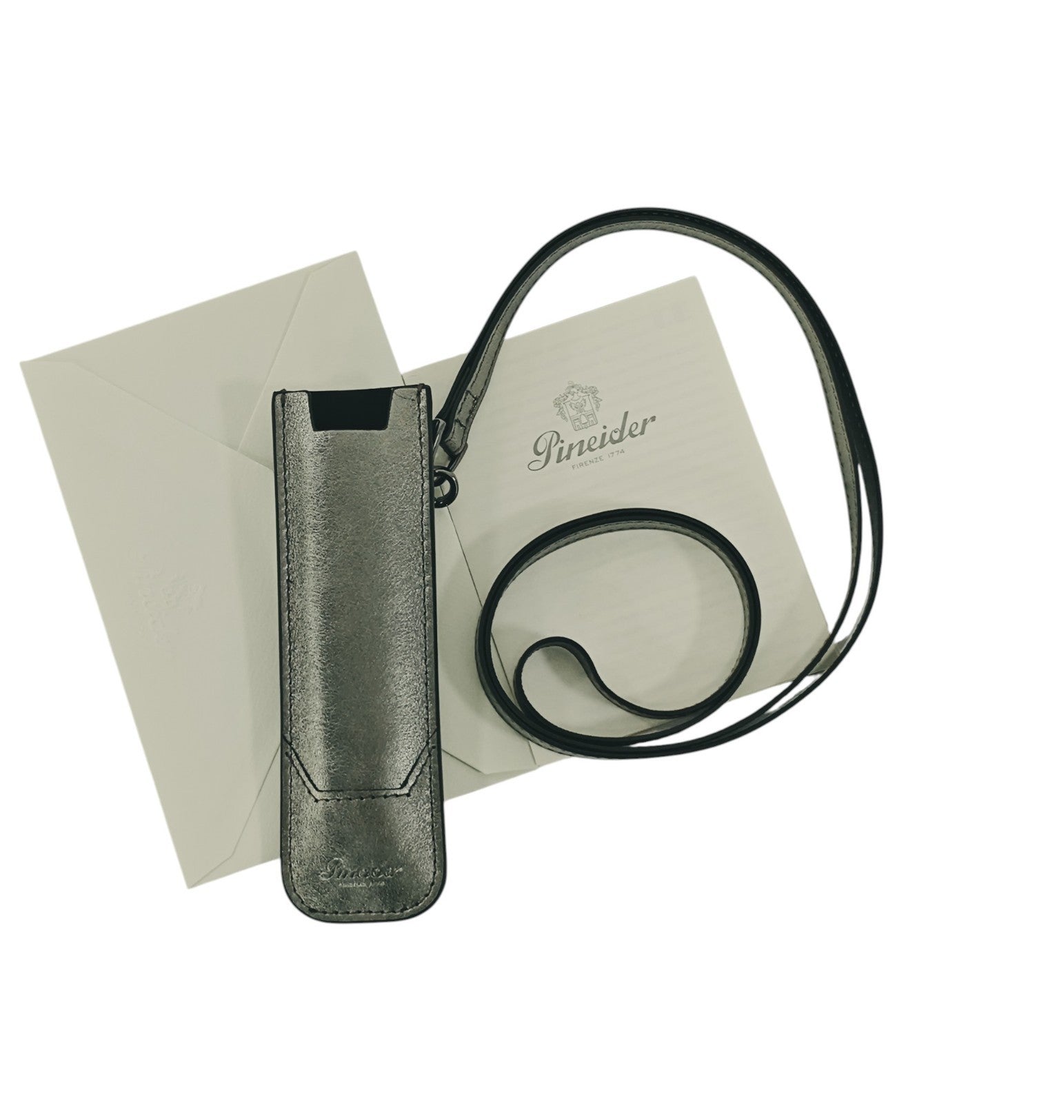 150$ PINEIDER FIRENZE 1774 "Metro Smooth" Pen Holder Calf Laminated Silver