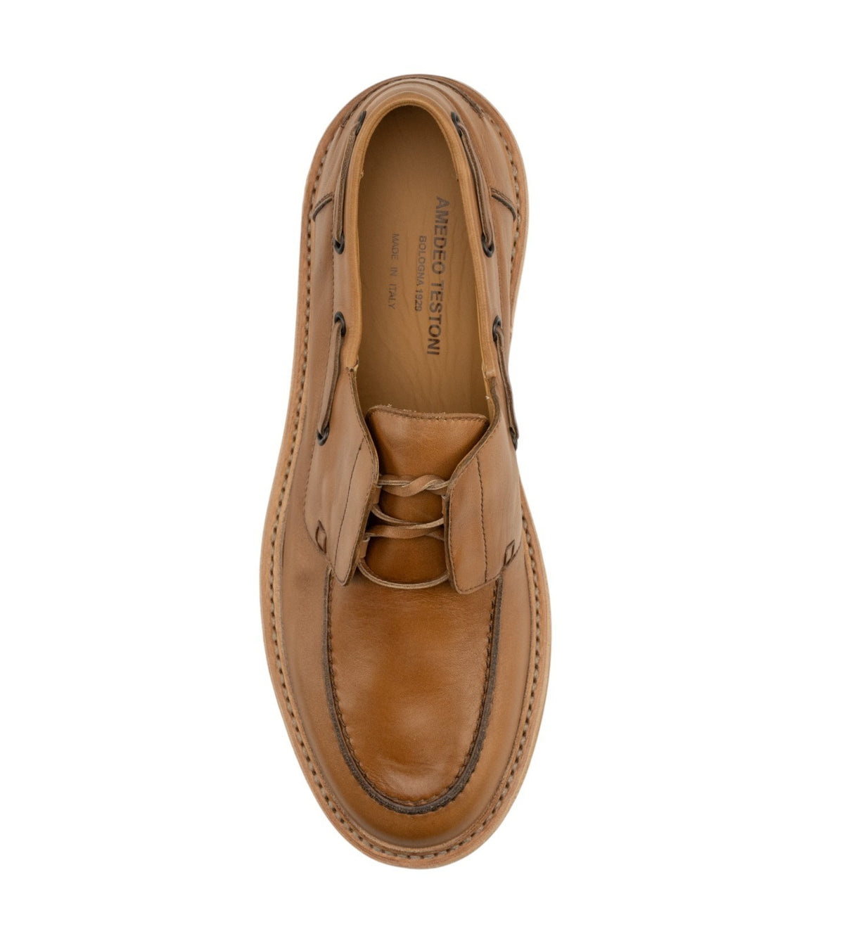 900$ TESTONI Ferrara Boat Loafer Shoes Antique Calf Caramel 8 UK / 9 US / 42 IT