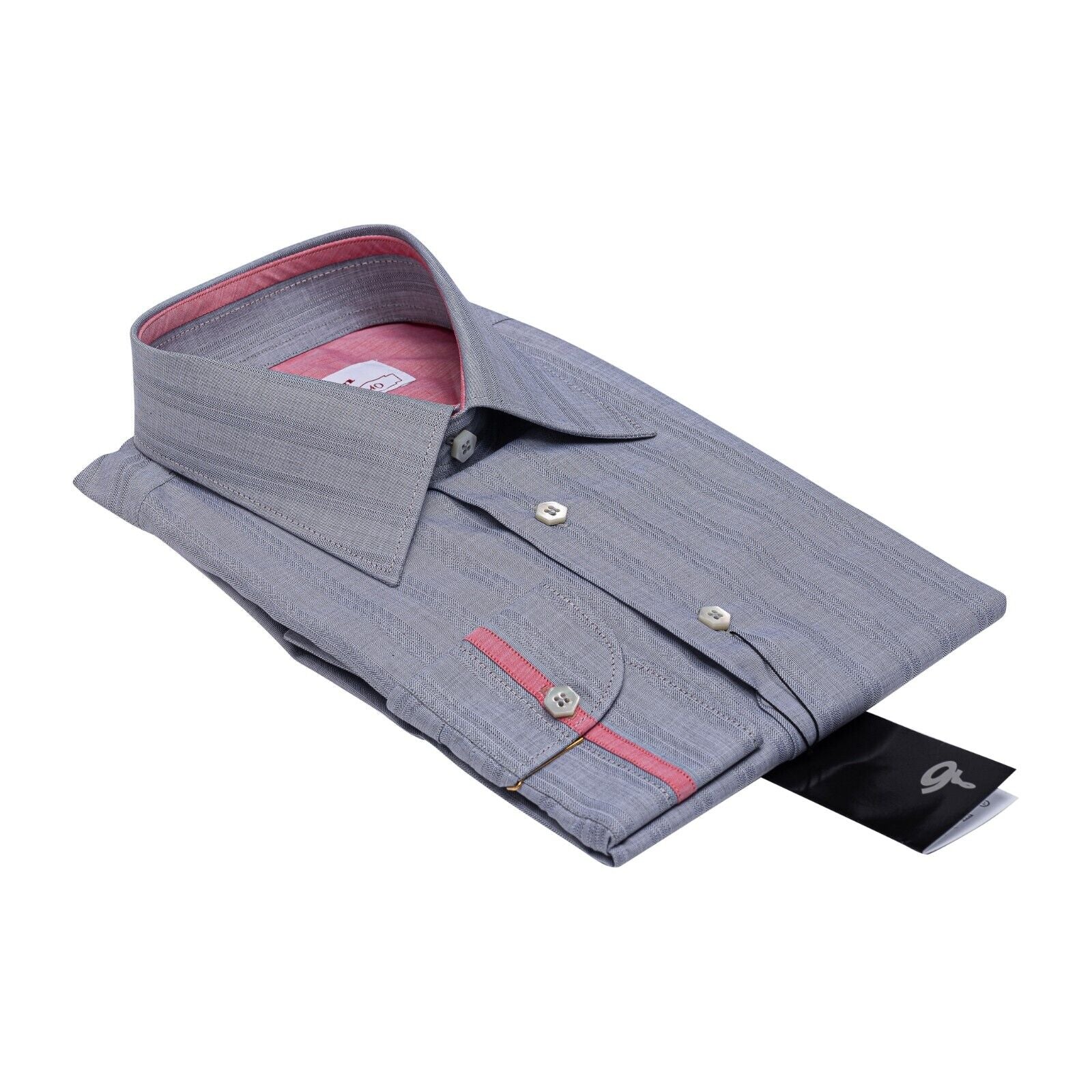 690$ LUXURY GERLIN Shirt Grey VESUVIO Fine Cotton 2B ZILLI