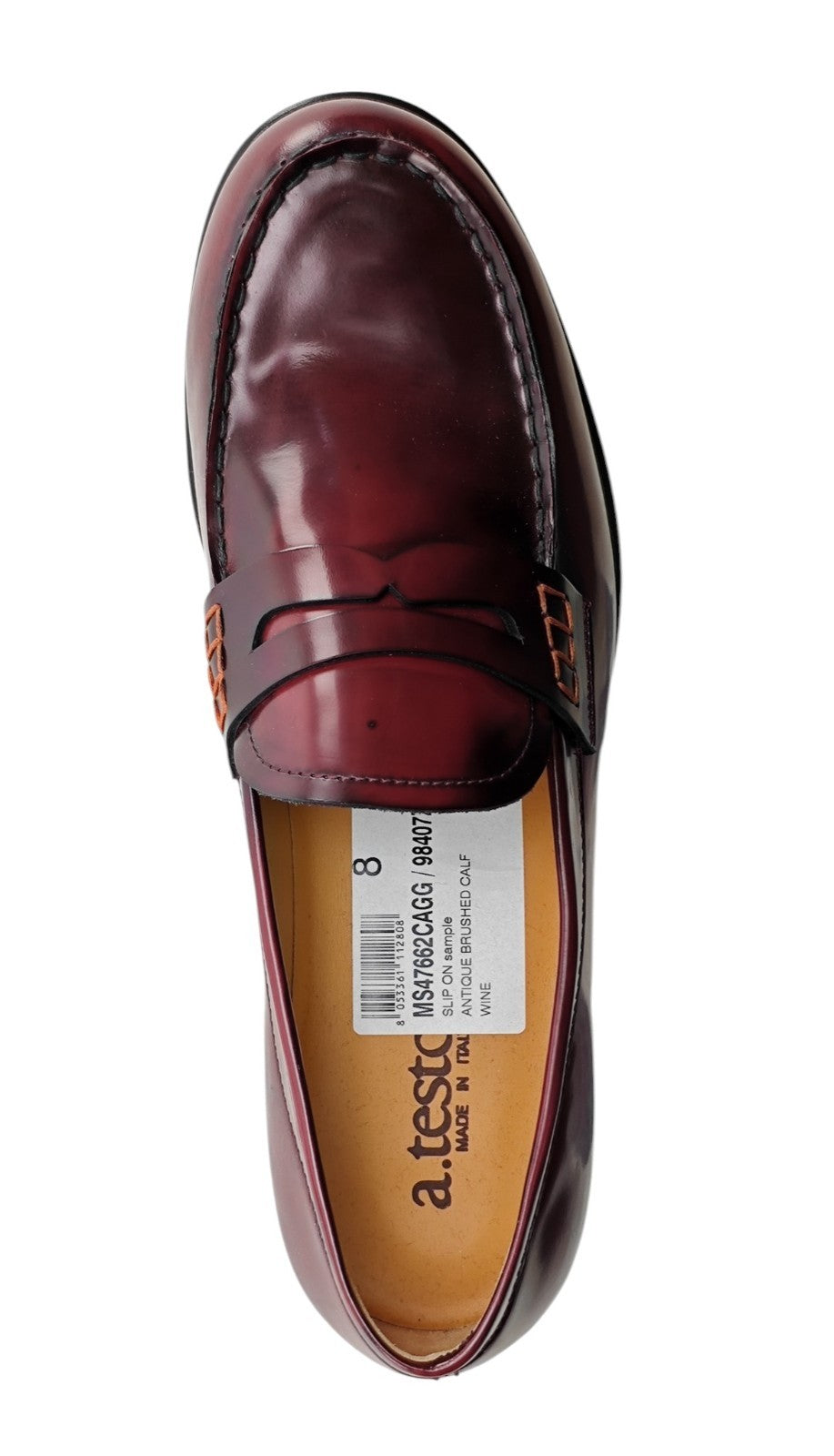 1200$ TESTONI Loafer Shoes Antique Brushed Calf Wine 8 UK / 9 US / 42 IT