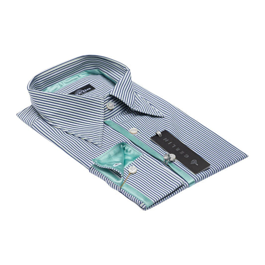 850$ LUXURY GERLIN Shirt + Silk Details Striped Cotton 16-41 - 7N BIJAN