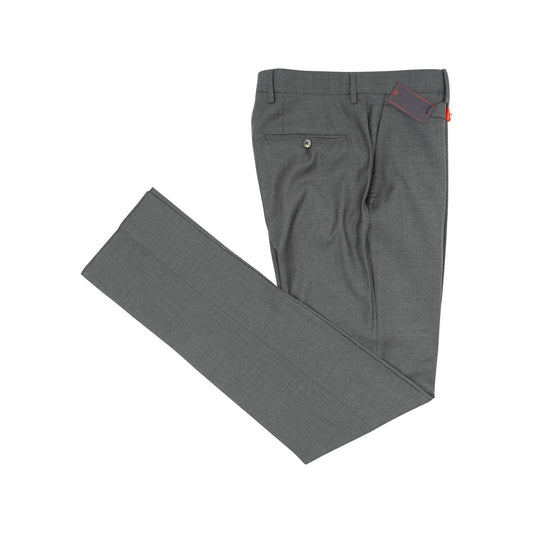 1250$ ISAIA NAPOLI Gray Sartorial Hand-Sewn Dress Pant Soft Wool 7R