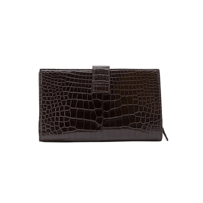 $4200 Testoni Bologna Chocolate Clutch Bag Travel Wallet Genuine Alligator