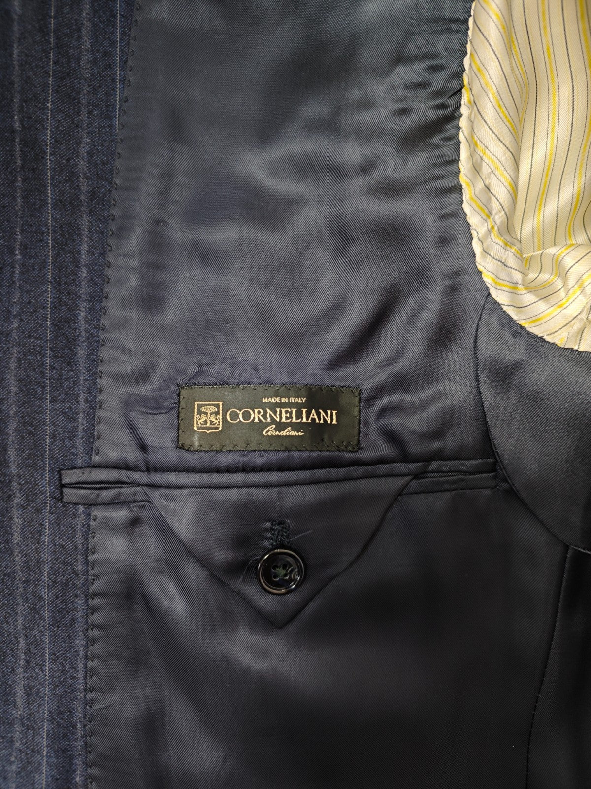 $1450 CORNELIANI Blue Striped Suit Wool / Cashmere 40 US / 50 EU  6R