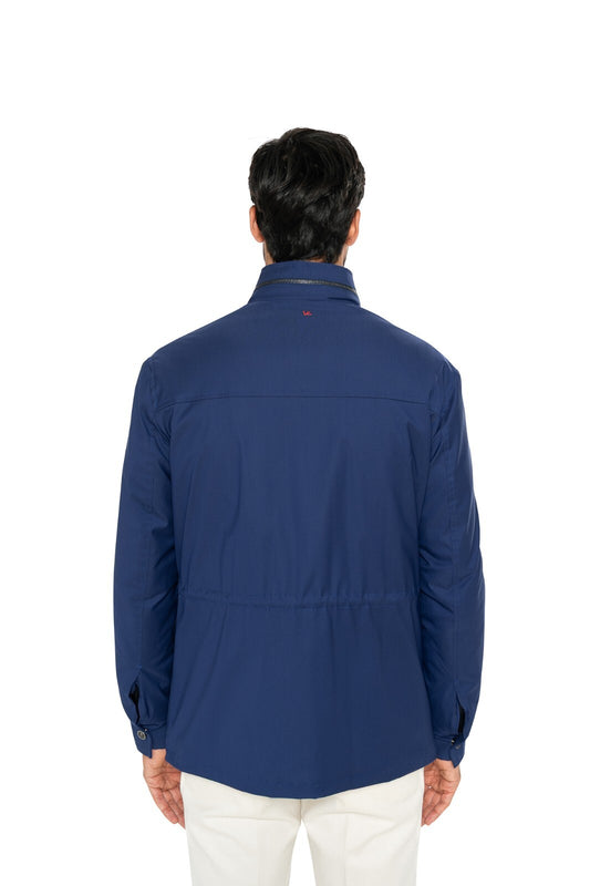 2800$ ISAIA NAPOLI Blue Field Jacket Techno Wool & Silk 38 US / 48 EU