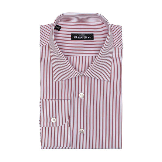 690$ LUXURY GERLIN Shirt Striped Red - White Cotton 16 - 41 3C ZILLI