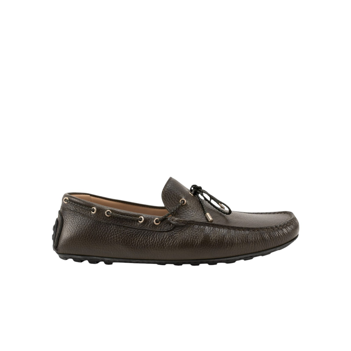 1200$ TESTONI Driver Loafer Shoes Karibu Calf Army + Gold 8 UK / 9 US / 42 IT