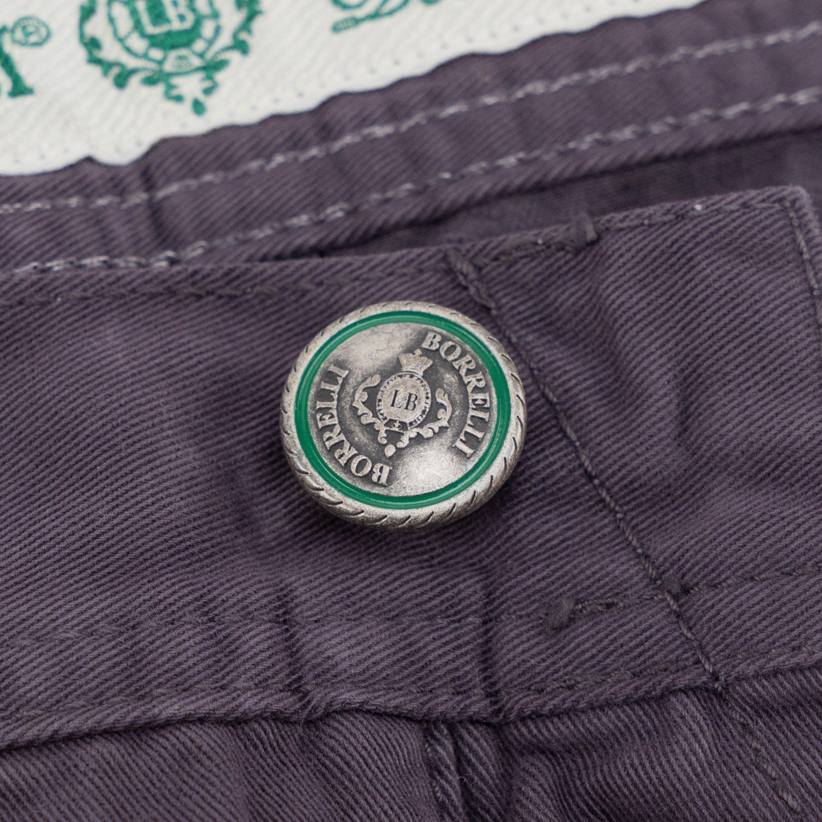 415$ LUIGI BORRELLI NAPOLI Purple Denim Jeans Pant Twill Cotton 34 US / 50 EU
