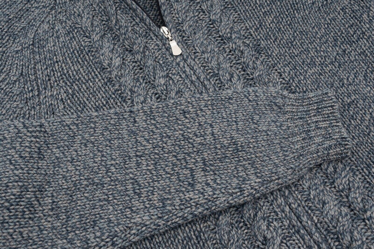 $1600 FEDELI "Breton" Blue Cardigan Jacket Zip Cashmere Blend 40 US / 50 EU