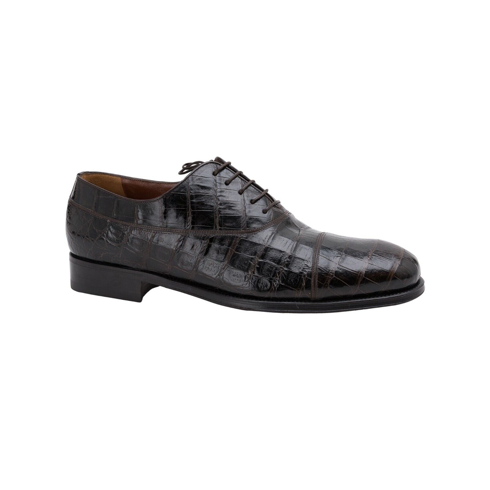 $3200 Testoni Bologna Dark Brown Goodyear Oxford Shoes Genuine Crocodile 