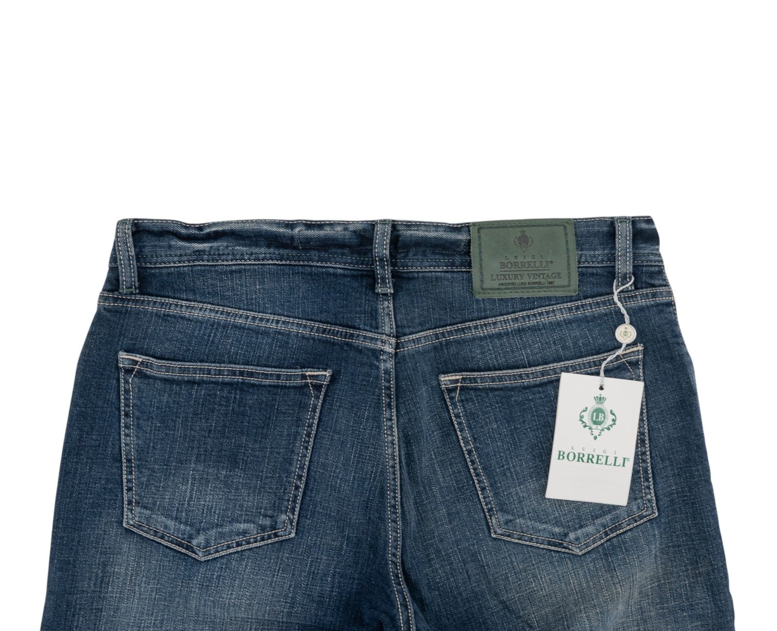 415$ LUIGI BORRELLI NAPOLI Blue Wash Denim Jeans Pant Cotton 34 US / 50 EU