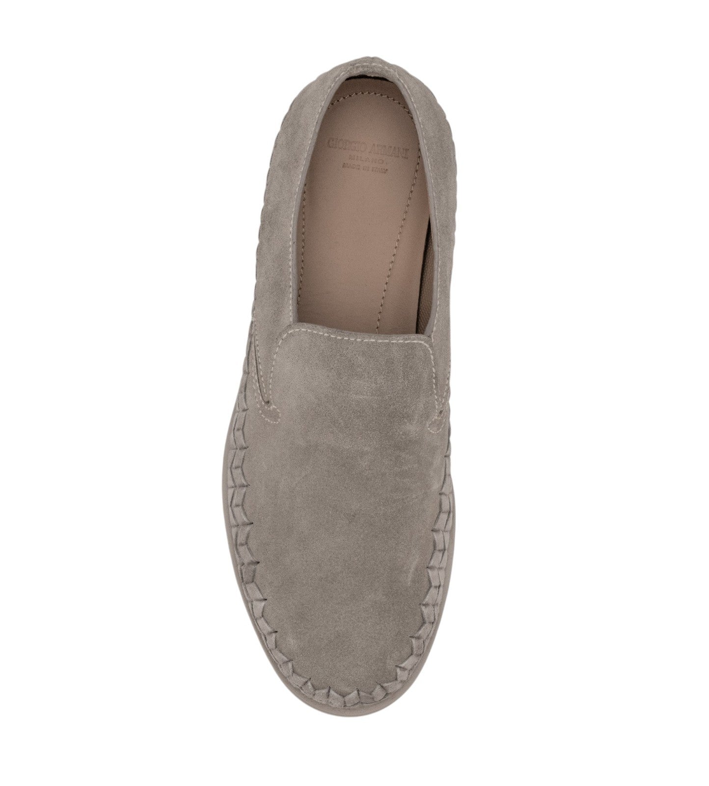 1050$ GIORGIO ARMANI Sneaker Shoes Slip-On Taupe Woven Suede 6 UK / 7 US / 40 IT